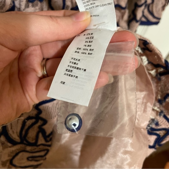 Reiss Lace Open Back Blush Pink and Navy Blue Cocktail Dress Size 8 - Picture 7 of 11